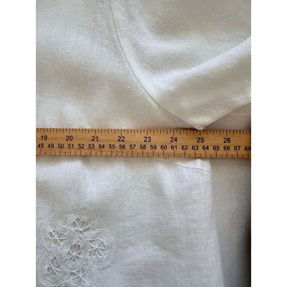 Vtg John Paul Richard Linen Shirt 3X Embroidered Short Sleeve Button Boxy Top - Picture 11 of 12